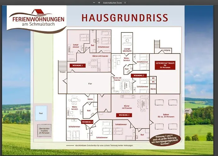 Auf Einer Ebene Für 25 Personen Mit Eigenem Garten Und Pool Ferienhaus Heinsdorfergrund